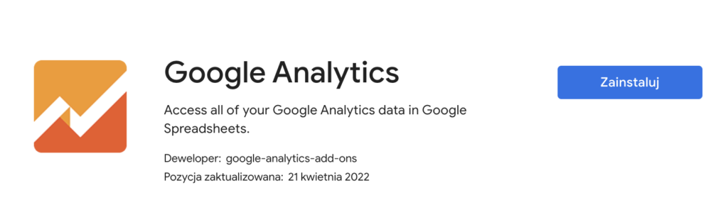 Dodatek Google Analytics dla Arkuszy Google