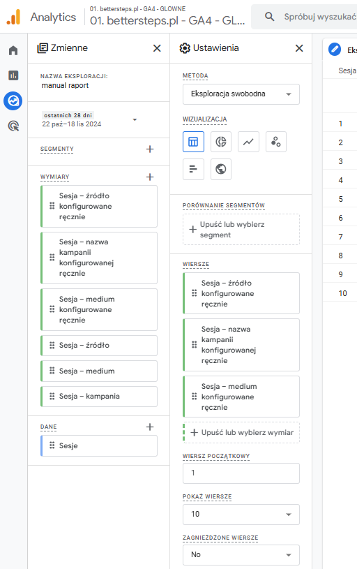 google analytics - source ręczne